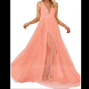 Long double side. spilt Pink Maxi Dress
